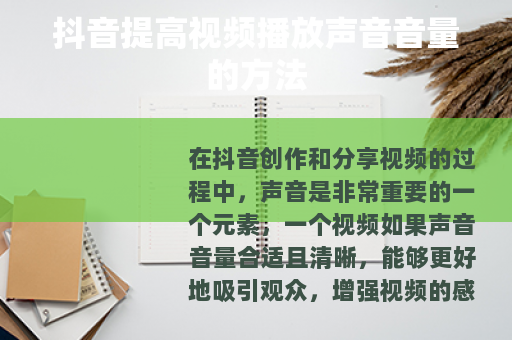 抖音提高视频播放声音音量的方法