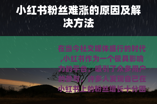 小红书粉丝难涨的原因及解决方法