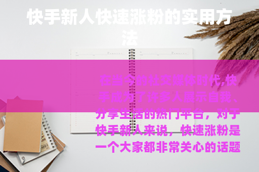 快手新人快速涨粉的实用方法