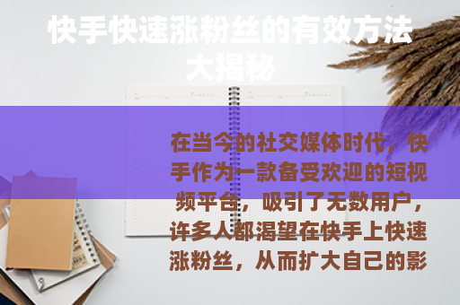 快手快速涨粉丝的有效方法大揭秘