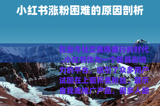 小红书涨粉困难的原因剖析