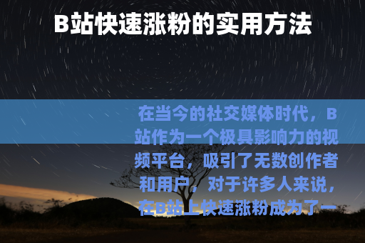 B站快速涨粉的实用方法