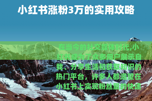 小红书涨粉3万的实用攻略