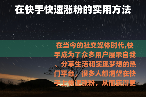 在快手快速涨粉的实用方法
