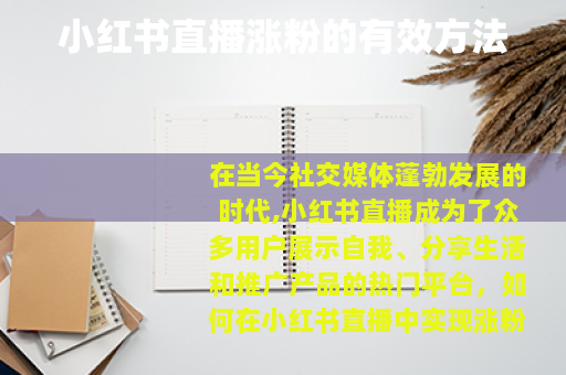 小红书直播涨粉的有效方法