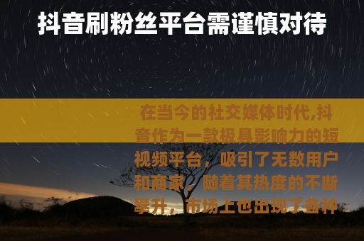 抖音刷粉丝平台需谨慎对待