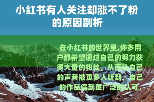 小红书有人关注却涨不了粉的原因剖析