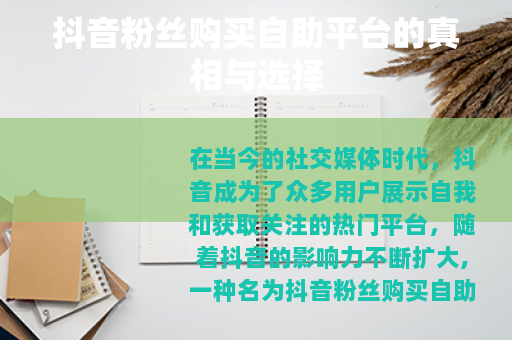 抖音粉丝购买自助平台的真相与选择