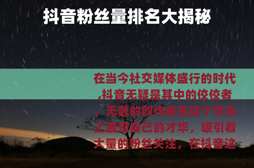 抖音粉丝量排名大揭秘