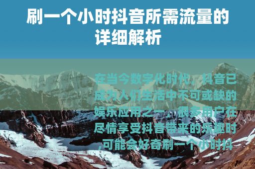 刷一个小时抖音所需流量的详细解析