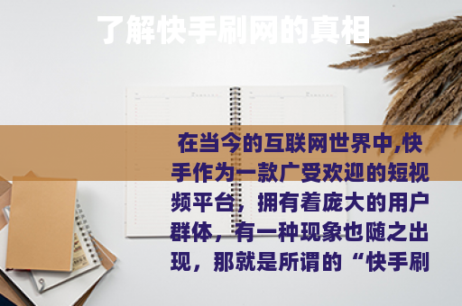 了解快手刷网的真相