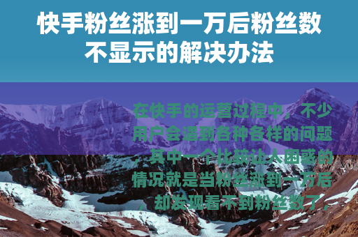 快手粉丝涨到一万后粉丝数不显示的解决办法