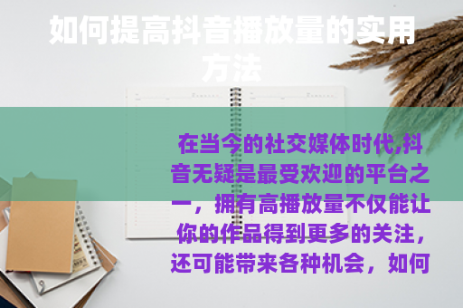 如何提高抖音播放量的实用方法