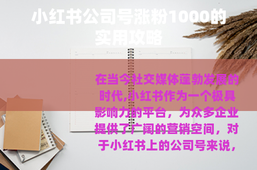 小红书公司号涨粉1000的实用攻略