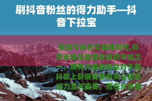 刷抖音粉丝的得力助手—抖音下拉宝