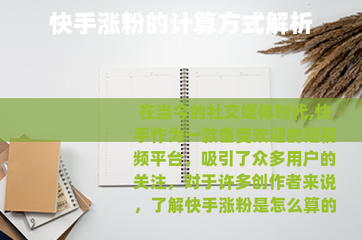 快手涨粉的计算方式解析