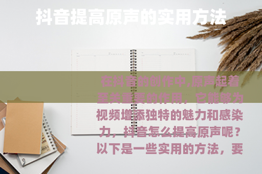 抖音提高原声的实用方法