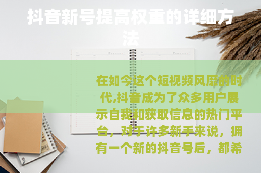 抖音新号提高权重的详细方法