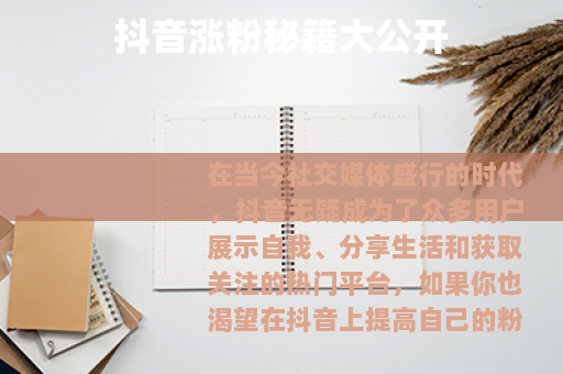 抖音涨粉秘籍大公开