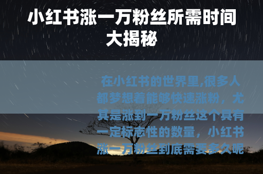 小红书涨一万粉丝所需时间大揭秘