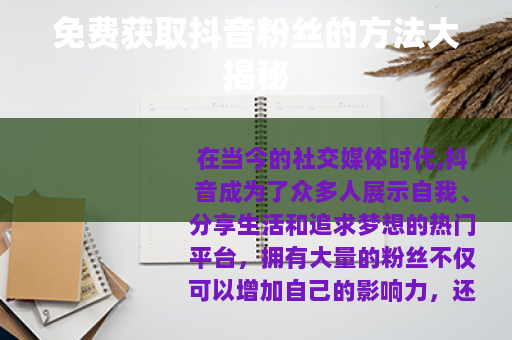 免费获取抖音粉丝的方法大揭秘