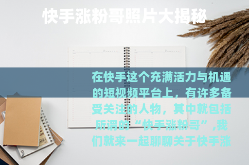 快手涨粉哥照片大揭秘