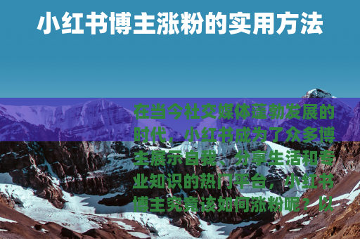 小红书博主涨粉的实用方法