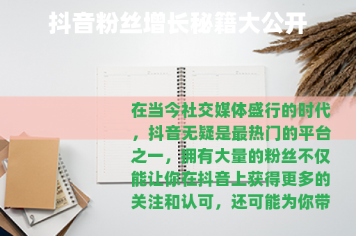 抖音粉丝增长秘籍大公开
