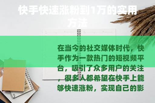 快手快速涨粉到1万的实用方法