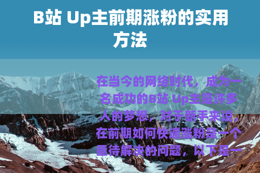 B站 Up主前期涨粉的实用方法