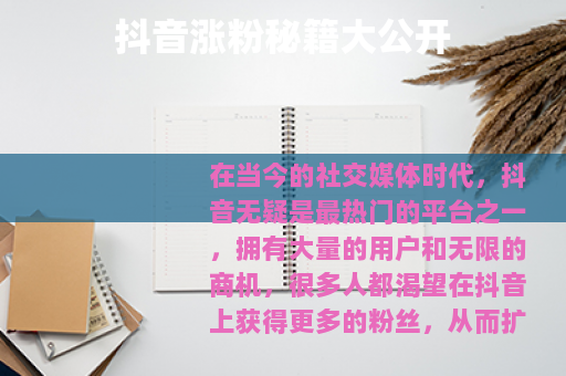 抖音涨粉秘籍大公开
