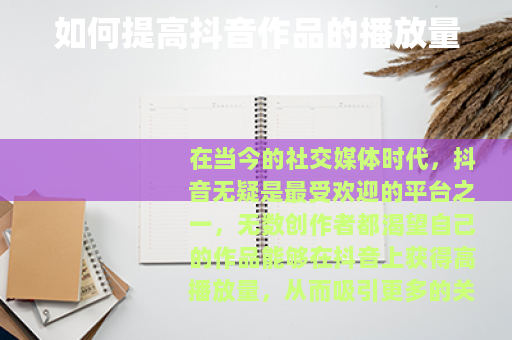 如何提高抖音作品的播放量