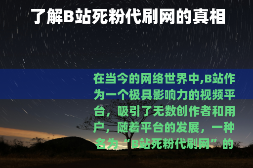 了解B站死粉代刷网的真相