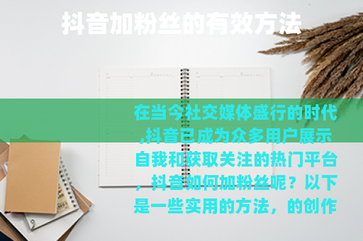抖音加粉丝的有效方法