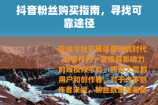 抖音粉丝购买指南，寻找可靠途径