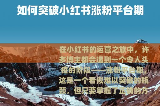 如何突破小红书涨粉平台期