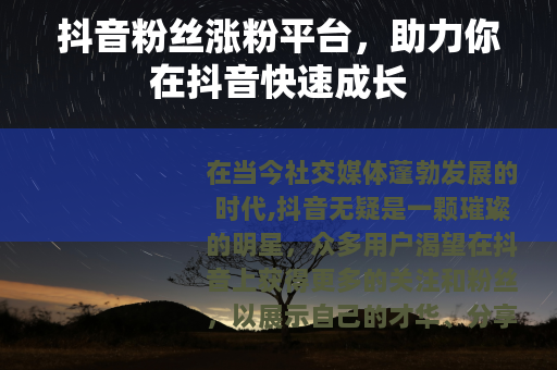 抖音粉丝涨粉平台，助力你在抖音快速成长