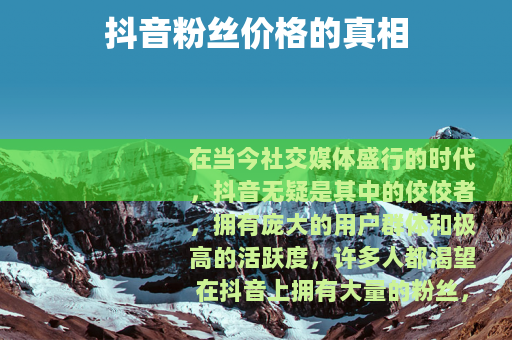 抖音粉丝价格的真相