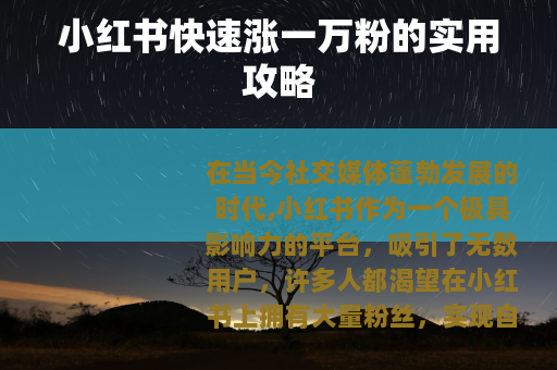 小红书快速涨一万粉的实用攻略