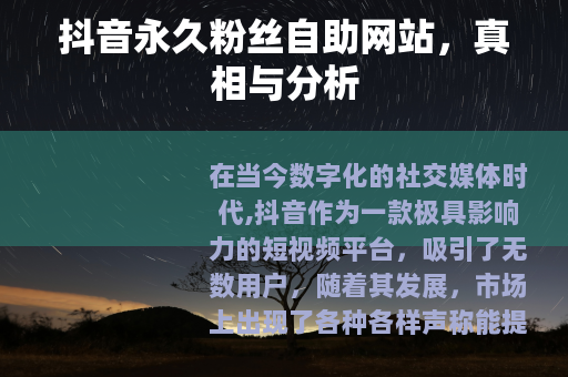抖音永久粉丝自助网站，真相与分析