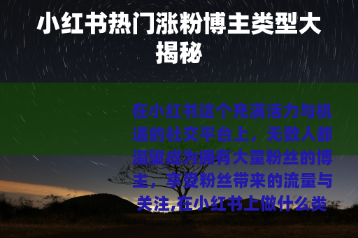 小红书热门涨粉博主类型大揭秘