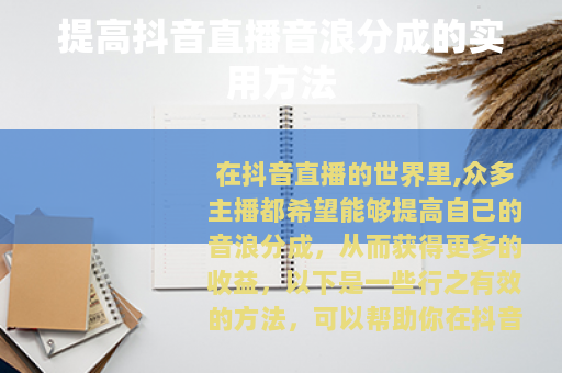 提高抖音直播音浪分成的实用方法
