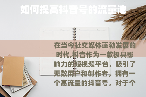 如何提高抖音号的流量池