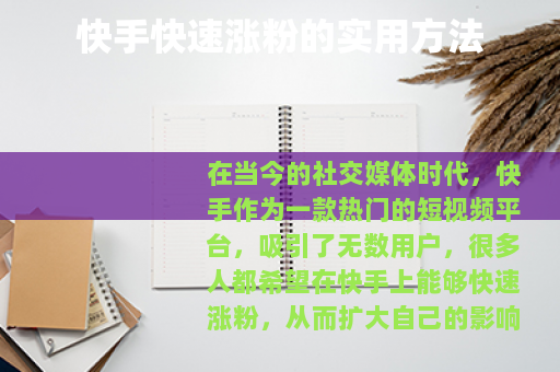 快手快速涨粉的实用方法