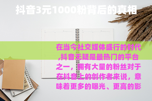 抖音3元1000粉背后的真相 抖音3元1000粉背后的真相