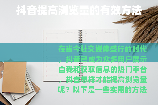 抖音提高浏览量的有效方法