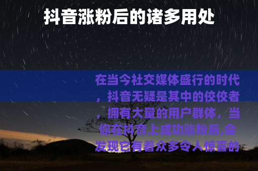 抖音涨粉后的诸多用处