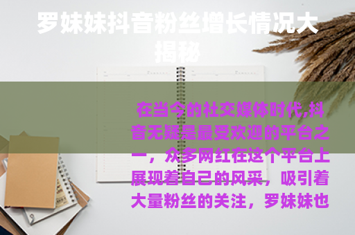 罗妹妹抖音粉丝增长情况大揭秘
