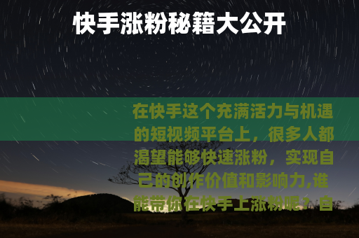 快手涨粉秘籍大公开