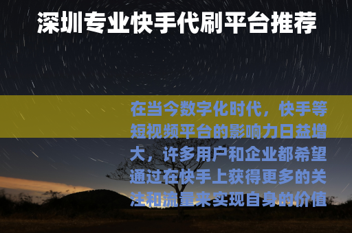 深圳专业快手代刷平台推荐